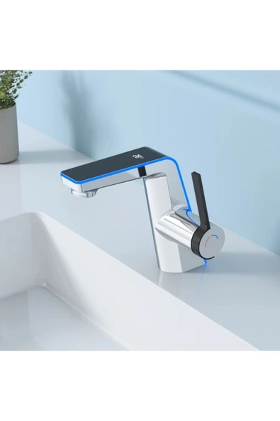 OEM Akıllı Dijital Sıcaklık Led Ekran Banyo Lavabo Bataryası Krom 2 Akış Ayarı İthal 7 Yıl Garanti - Resim 7