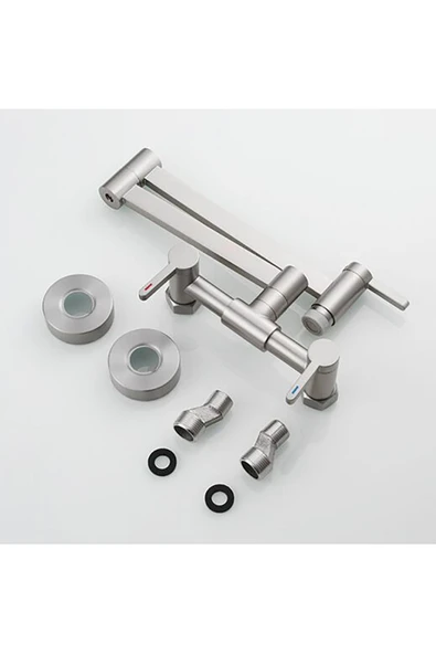 OEM Mutfak Evye Bataryası Tezgah Üstü Katlanır 2 Akış Ayarlı Mat Krom Nikel Ithal Yeni 5 Yıl Garantili - Resim 5