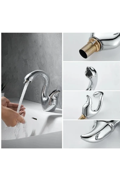 OEM Banyo Lavabo Bataryası Kuğu Model Krom Renk Yeni Ürün Ithal 7 Yıl Garantili İthal - Resim 3