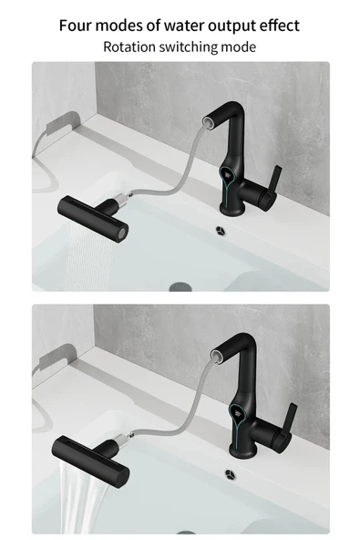 OEM Akıllı Dijital Sıcaklık Led Ekran Banyo Lavabo Bataryası Asansörlü 4 Fonksiyonlu İthal 7 Yıl Garanti - Resim 6