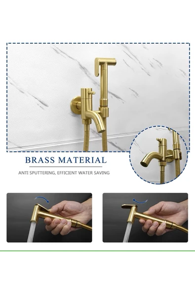 OEM Banyo Tuvalet Taharet Musluğu Spiralli Bide Özel Temizlik 7 Yıl Garantili Mat Gold  İthal - Resim 2