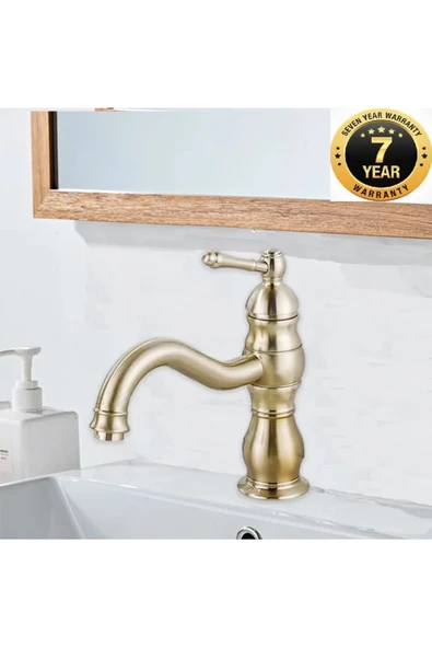 OEM Banyo Lavabo Bataryası Mat Gold Renk Yeni Model 7 Yıl Garantili Ithal ürün görseli