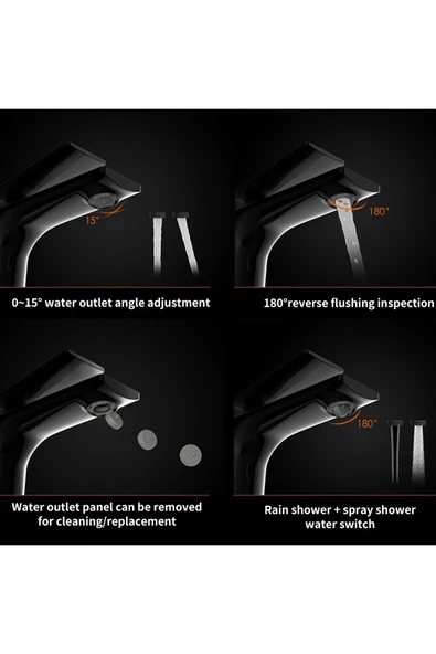 OEM Akıllı Dijital Sıcaklık Led Ekran Banyo Lavabo Bataryası Beyaz Gold 2 Akış Ayarı İthal 7 Yıl Garanti - Resim 8