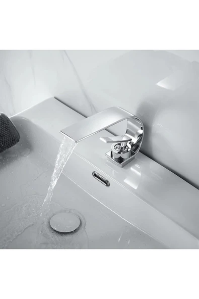 OEM Banyo Lavabo Bataryası Krom Renk Şelale 7 Yıl Garantili İthal Yeni İnce Tasarım. - Resim 6