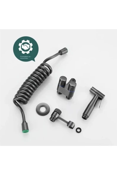 OEM Banyo Bide Basınçlı Püskürtücü Taharet Musluğu Klozet Hortumu Antrasit Renk İthal 7 Yıl Garantili - Resim 5