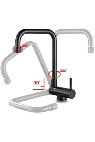 OEM Mutfak Pencere Önü Katlanır Evye Bataryası Mat Siyah İthal Yeni 7 Yıl Garantili - Resim 2