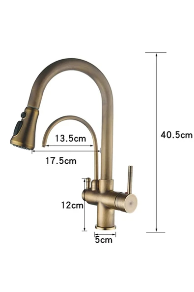 OEM Mutfak Evye Bataryası Dual Flow Smart Dokunmatik Spiralli Fiskiyeli Antik 7 Yıl Garantili İthal - Resim 7