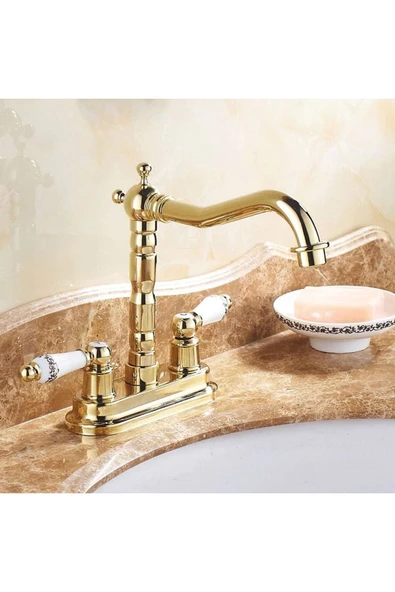 OEM Banyo Lavabo Bataryası Ankastre Altın Dore Gold Renk Yeni Model 7 Yıl Garantili İthal ürün görseli