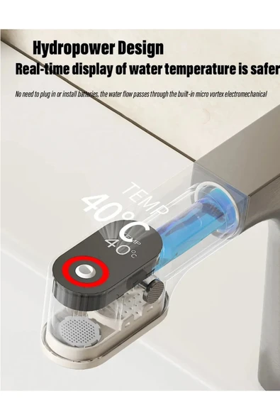 OEM Akıllı Dijital Sıcaklık Led Ekran Banyo Lavabo Bataryası Antrasit 4 Fonksiyonlu İthal 7 Yıl Garanti - Resim 6