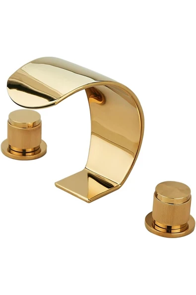 OEM Banyo Lavabo Küvet Jakuzi Bataryası Ankastre Gold Altın Dore Oval Yeni Şelale 7 Yıl Garantili - Resim 4