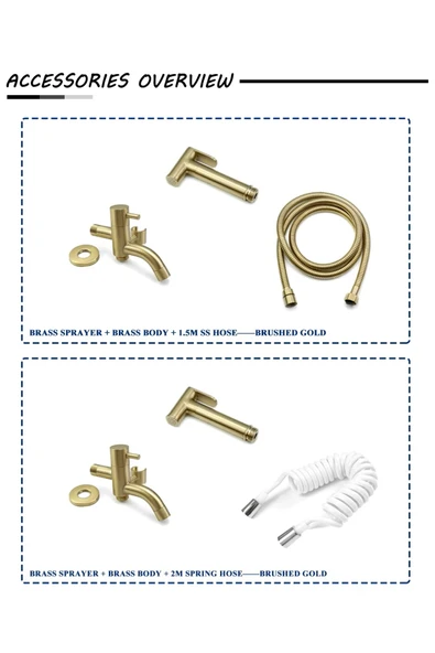 OEM Banyo Tuvalet Taharet Musluğu Spiralli Bide Özel Temizlik 7 Yıl Garantili Mat Gold  İthal - Resim 6