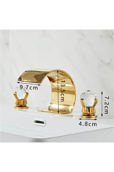 OEM Banyo Lavabo Küvet Jakuzi Bataryası Ankastre Gold Renk Yeni Taşlı Model Şelale 7 Yıl Garanti ürün görseli