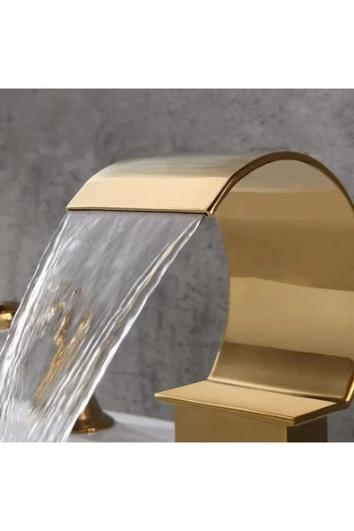 OEM Banyo Lavabo Küvet Jakuzi Bataryası Ankastre Gold Altın Dore Yeni Şelale 7 Yıl Garantili - Resim 4