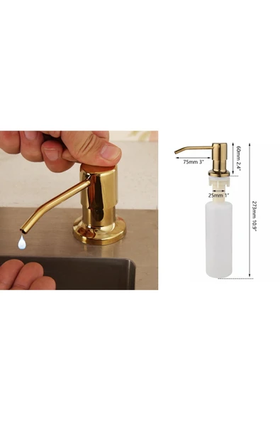 OEM Ankastre Sıvı Sabunluk Gold Mutfak Eviye Ve Banyo Lavabo Uyumlu Ithal 7 Yıl Garantili 500Ml ürün görseli