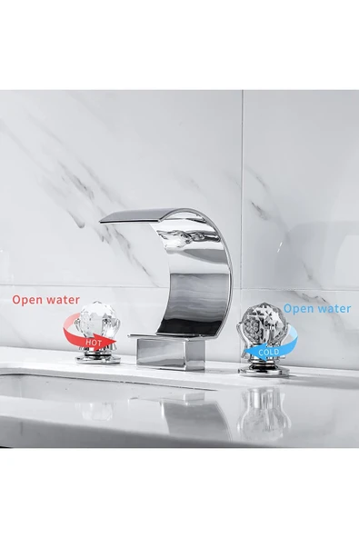 OEM Banyo Lavabo Küvet Jakuzi Bataryası Ankastre Krom Renk Yeni Taşlı Model Şelale 7 Yıl Garantili İthal - Resim 2