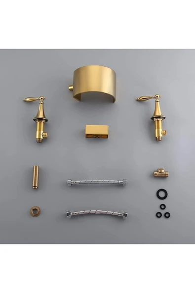 OEM Banyo Lavabo Küvet Jakuzi Bataryası Ankastre Gold Altın Dore Yeni Şelale 7 Yıl Garantili - Resim 6