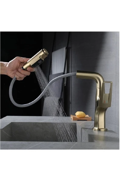 OEM Mutfak Evye Banyo Lavabo Bataryası Asansörlü Yeni Sistem Mat Gold Fiskiyeli 5 Yıl Garantili - Resim 3