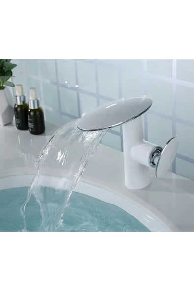 OEM Banyo Lavabo Bataryası Beyaz Şelale Modeli Yeni Tasarım Ürünü 5 Yıl Garantili Yeni Mode - 1