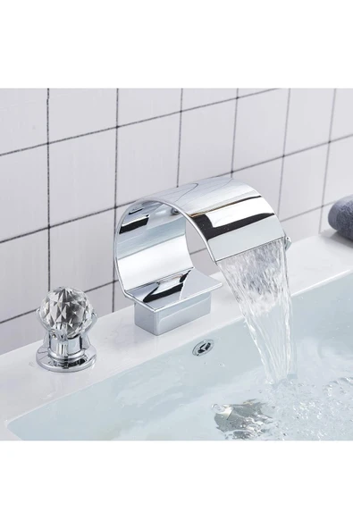 OEM Banyo Lavabo Küvet Jakuzi Bataryası Ankastre Krom Renk Yeni Taşlı Model Şelale 7 Yıl Garantili İthal - Resim 7