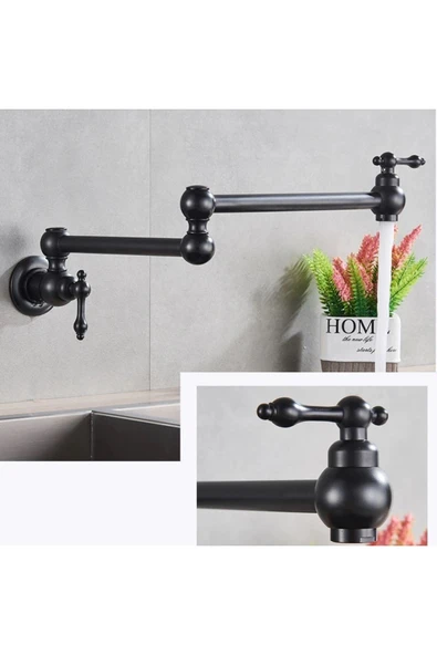 OEM Mutfak Ocak Üstü Musluk Pot Yeni Model Mat Siyah Ithal 7 Yıl Garantili - Resim 4