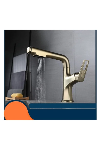 OEM Mutfak Evye Banyo Lavabo Bataryası Asansörlü Yeni Sistem Mat Gold Fiskiyeli 5 Yıl Garantili - Resim 4