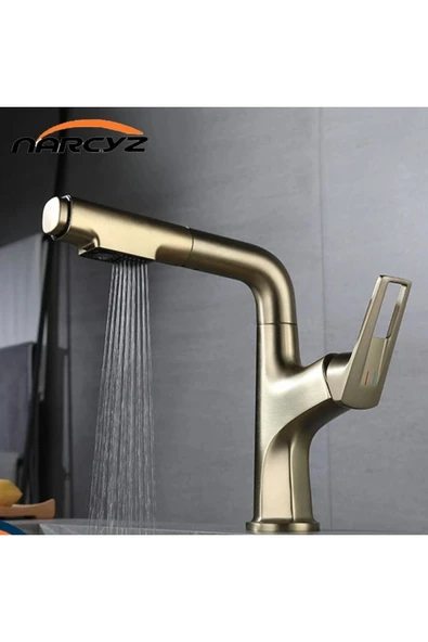 OEM Mutfak Evye Banyo Lavabo Bataryası Asansörlü Yeni Sistem Mat Gold Fiskiyeli 5 Yıl Garantili - Resim 2