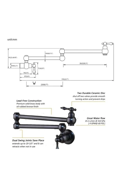 OEM Mutfak Ocak Üstü Musluk Pot Yeni Model Mat Siyah Ithal 7 Yıl Garantili - Resim 5