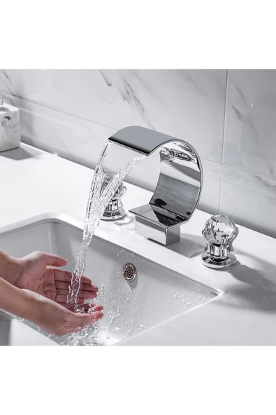 OEM Banyo Lavabo Küvet Jakuzi Bataryası Ankastre Krom Renk Yeni Taşlı Model Şelale 7 Yıl Garantili İthal - Resim 5