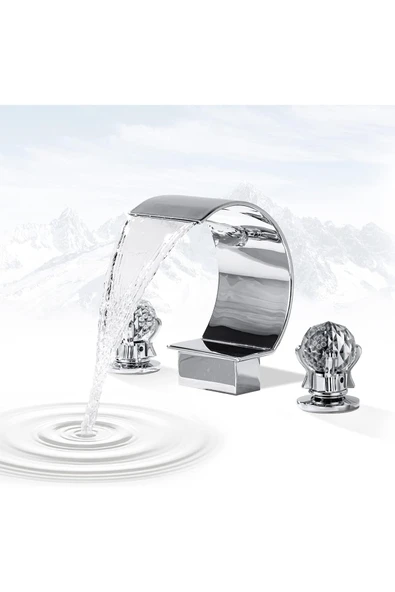 OEM Banyo Lavabo Küvet Jakuzi Bataryası Ankastre Krom Renk Yeni Taşlı Model Şelale 7 Yıl Garantili İthal - Resim 6