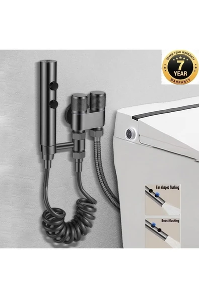 OEM Banyo Bide Basınçlı Püskürtücü Taharet Musluğu Klozet Hortumu Antrasit İthal 7 Yıl Garantili ürün görseli