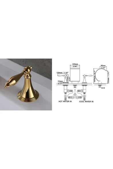 OEM Banyo Lavabo Küvet Jakuzi Bataryası Ankastre Gold Altın Dore Yeni Şelale 7 Yıl Garantili - Resim 3