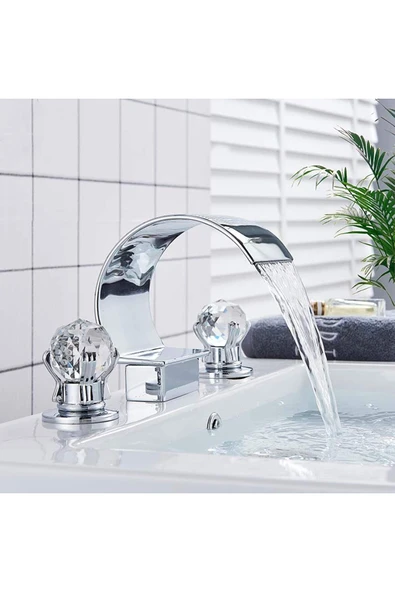 OEM Banyo Lavabo Küvet Jakuzi Bataryası Ankastre Krom Renk Yeni Taşlı Model Şelale 7 Yıl Garantili İthal - Resim 8