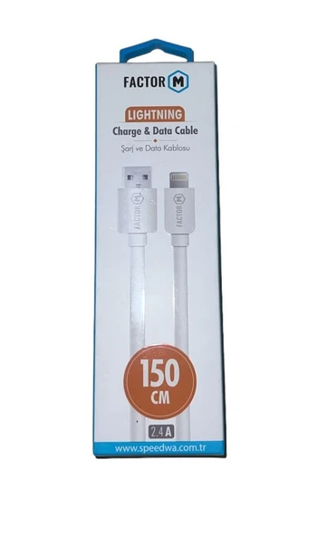 Factor M Lightning Data Kablo 2.4A 150cm FM-2415L - Resim 2