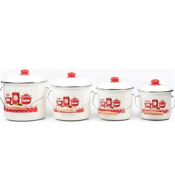 Alev Emaye Bakraç Yoğurt Bağraç Bakliyat Kabı Seti 20 cm 5 lt - 4