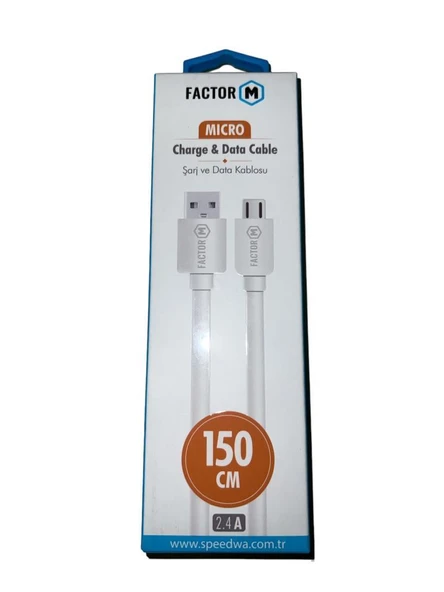 Factor M Micro USB Data Şarj Kablosu 150cm  FM-2415M - Resim 5