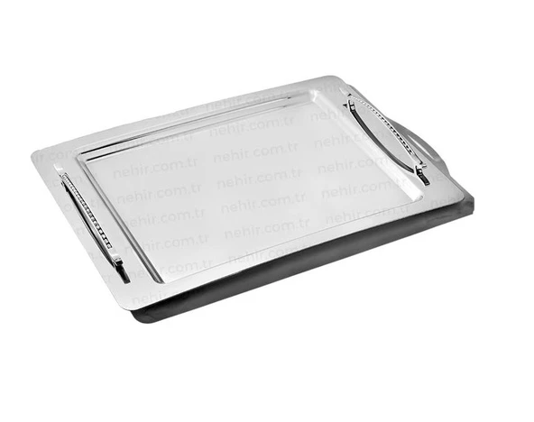 Nehir rana paslanmaz çelik tepsi kahve tepsisi - servis tepsisi 36x26 cm. - 3