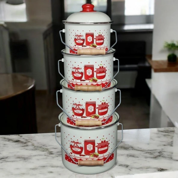 Alev Emaye Bakraç  Yoğurt Bağraç Bakliyat Kabı Seti 20 cm 5 lt - 2