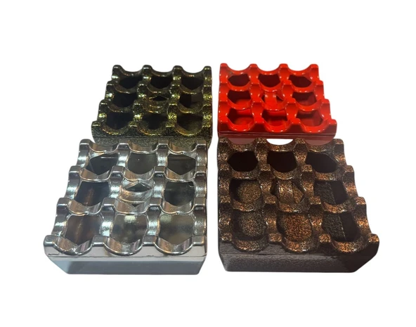 Döküm kare külllük - 4 lü ızgaralı döküm metal kül tablası 4 renk - Resim 2