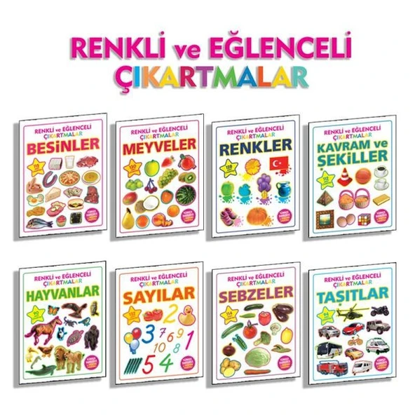 Renkli ve Eğlenceli Çıkartmalar Seti   8 Kitap
