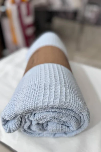 Çeyiz Diyarı Çift Kişilik Yazlık Pamuklu Tek Pike Mavi ürün görseli