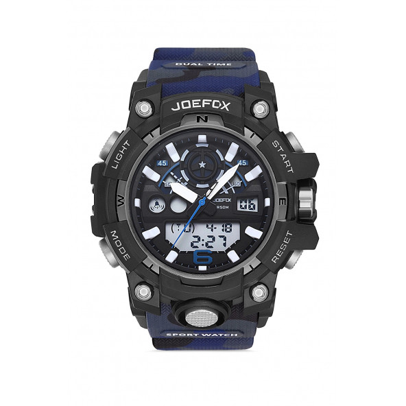 Joefox Digital Analog Lacivert Silikon Kayış Kol Saati