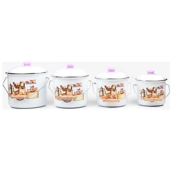 Alev Emaye Bakraç Yoğurt Bağraç Bakliyat Kabı Seti 22 cm 6 litre - 3