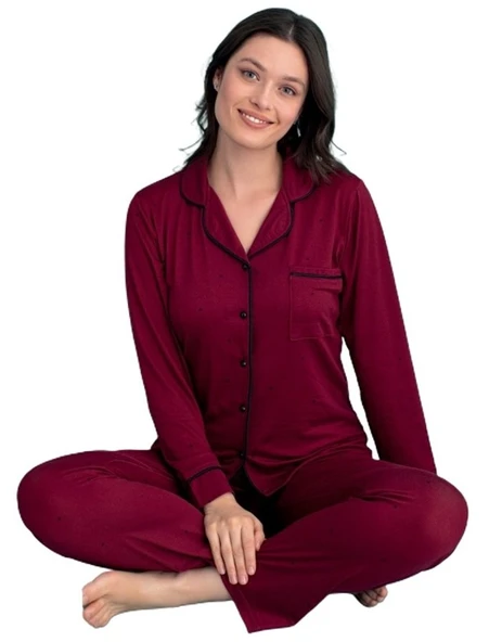 Kadın Uzun Kol Düğmeli Pijama Takımı S/2XL Lorenza Notte Ev Giyim Hediyelik ürün görseli