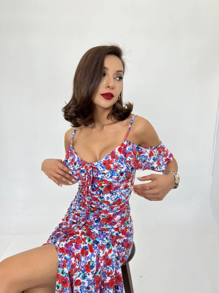 6410 ELBİSE-KIRMIZI - Resim 5