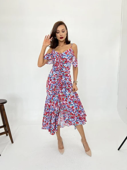 6410 ELBİSE-KIRMIZI - Resim 3