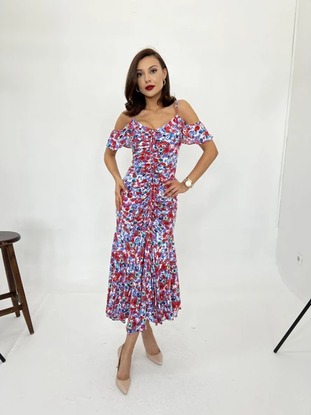 6410 ELBİSE-KIRMIZI - Resim 4