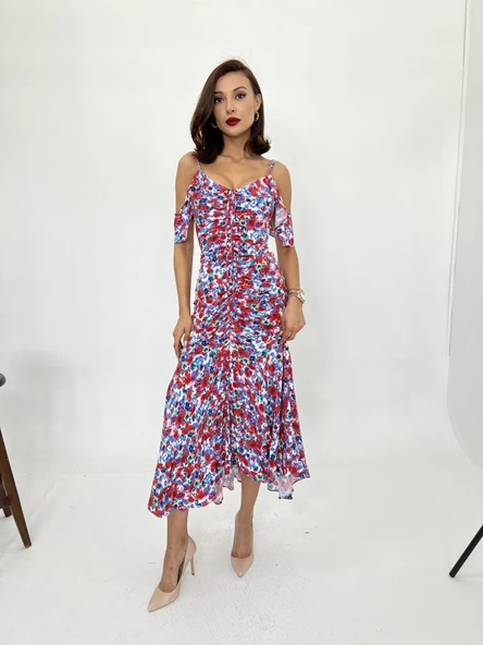 6410 ELBİSE-KIRMIZI - Resim 2