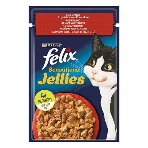 Felix Pouch Sensations Jellies Sığır Etli ve Domatesli Yaş Kedi Maması 85 Gr 26'lı Paket ürün görseli 1