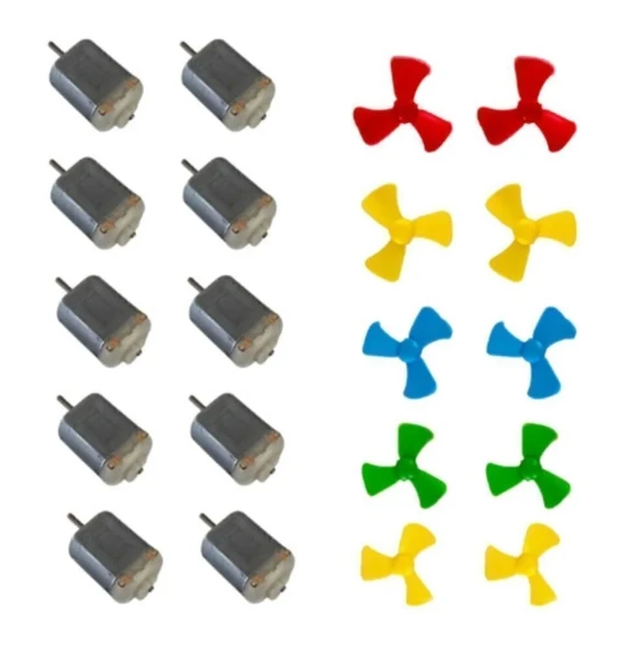 10 Adet Öğrenci Elektrik DC 3V Deney Motoru  ve 10 Adet Deney Motoru Pervanesi - Resim 2