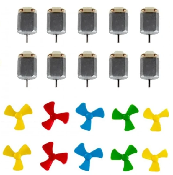 10 Adet Öğrenci Elektrik DC 3V Deney Motoru  ve 10 Adet Deney Motoru Pervanesi - Resim 3